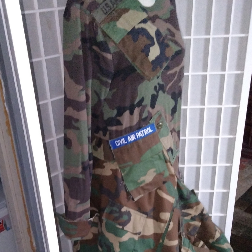 Upcycle / Refurbished Camouflage Asymmetrical Long Sleeve Maxi Dress - Picture 6 of 16